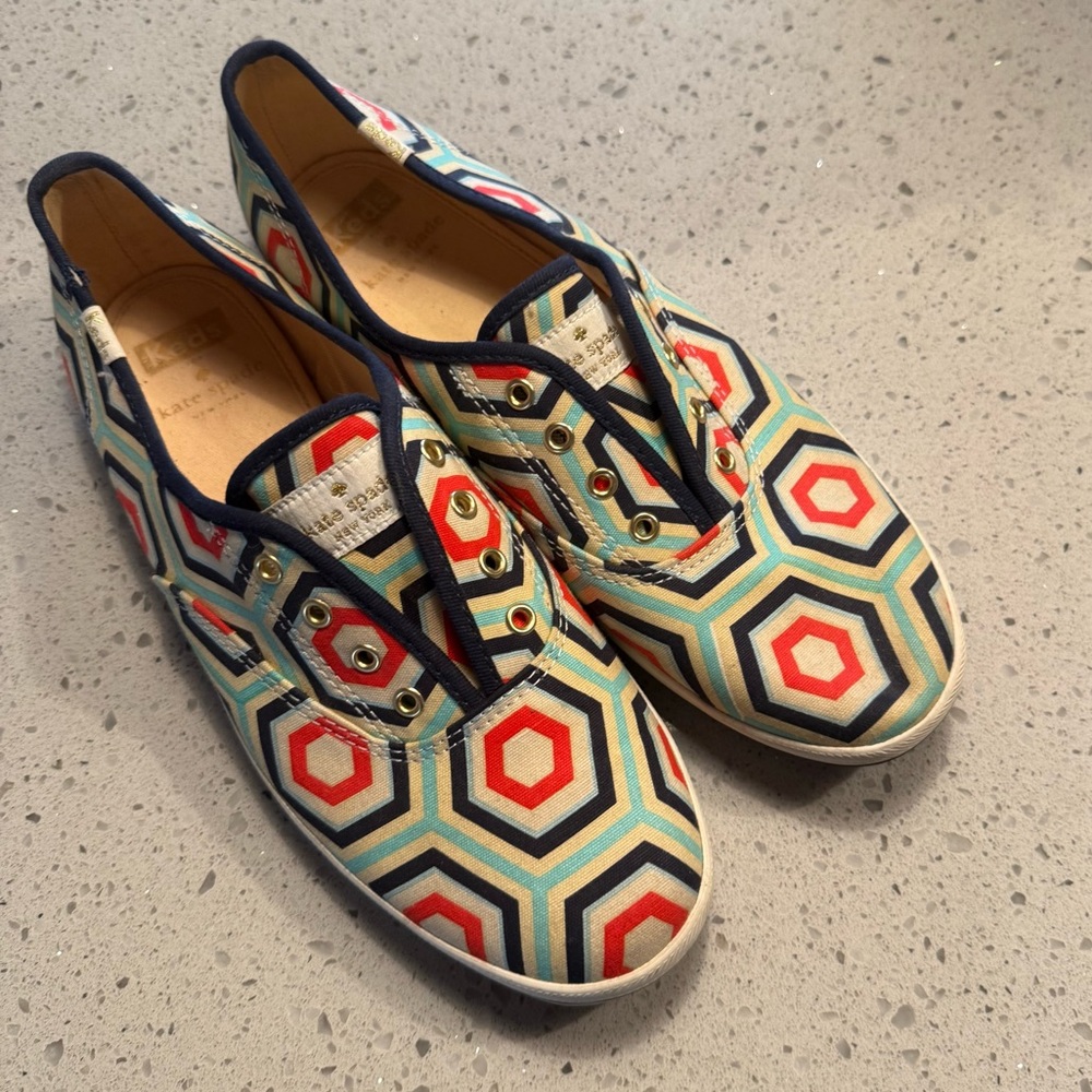 Keds x Kate Spade New York Champion geometric hexagon slip -on sneakers size 8.5